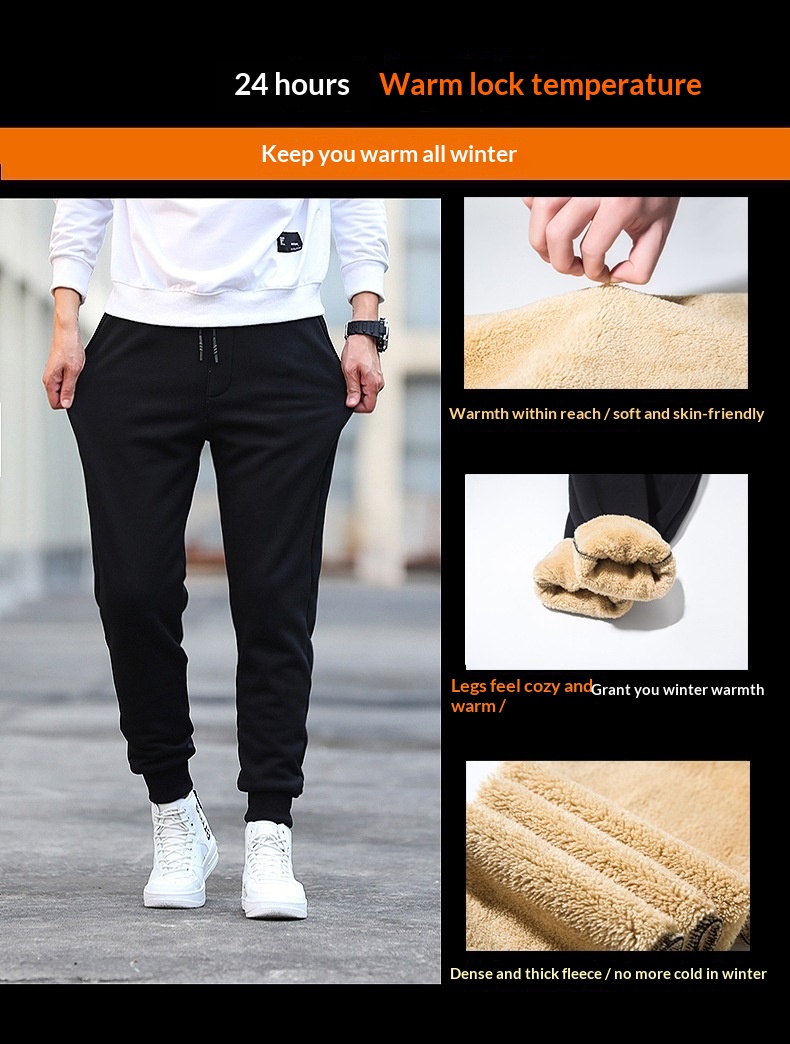 Pantaloni sportivi lunghi casual larghi in lana di agnello da uomo, invernali, tinta unita, taglie forti, primavera, autunno, caldi_voghion.com