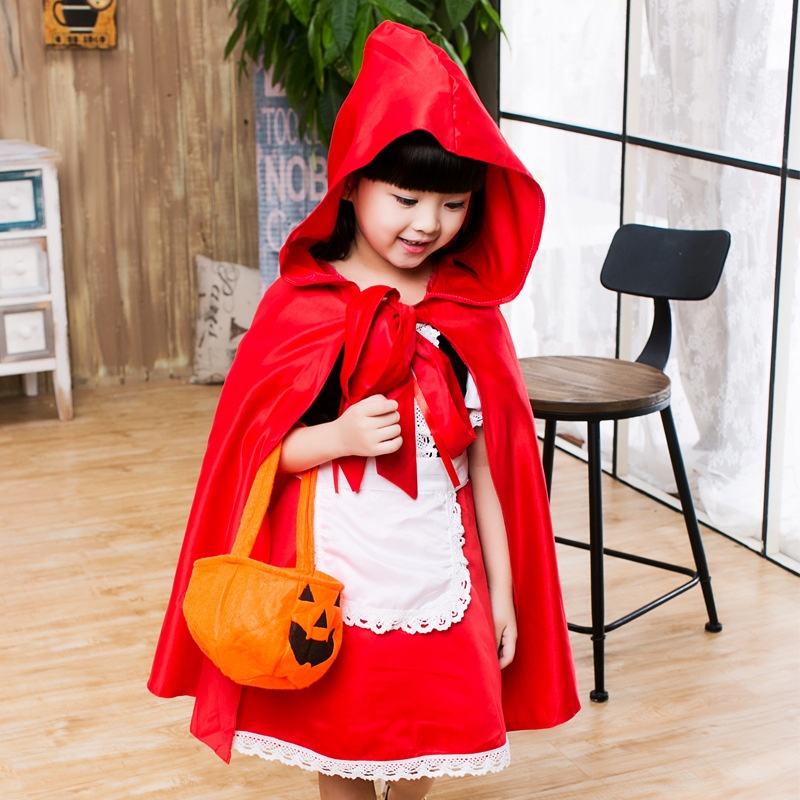 ChicShe Halloween Little Red Riding Hood Costume Princess Dress Christmas Children's Cosplay Performance Makeup Ball Fairy Tale_ecoleips.com