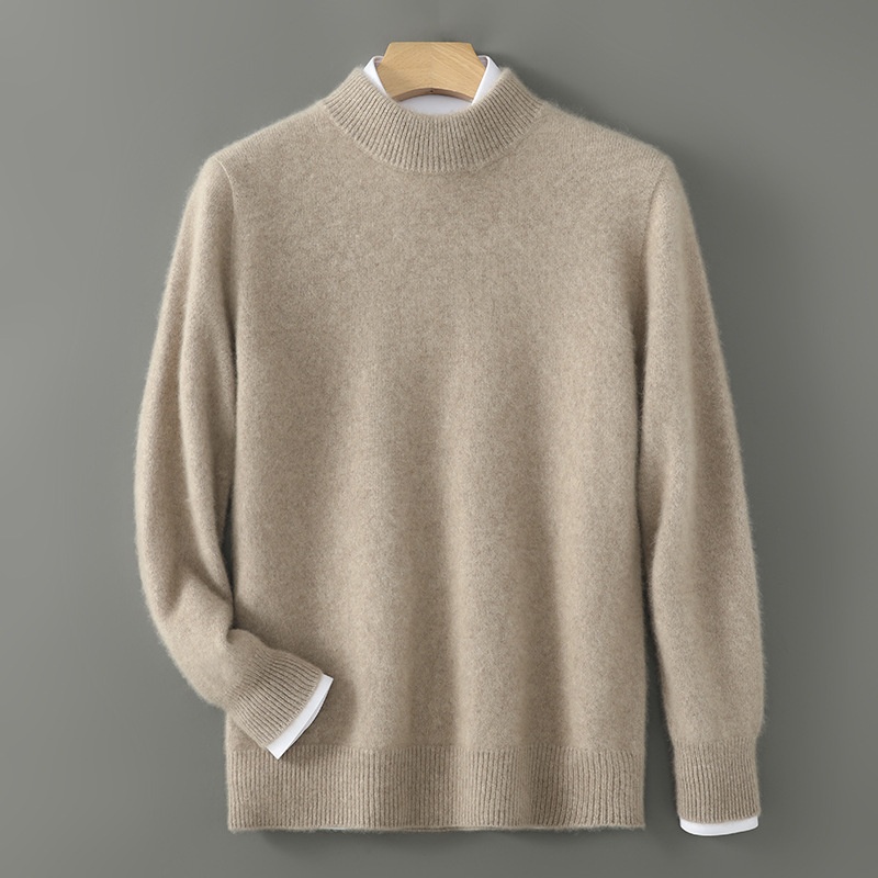 boy Boy Boy Boy Men's Half Turtleneck 100% Wool Thickened Autumn Winter New Business Casual Loose Long Sleeve Knitted Sweater_voghion.com