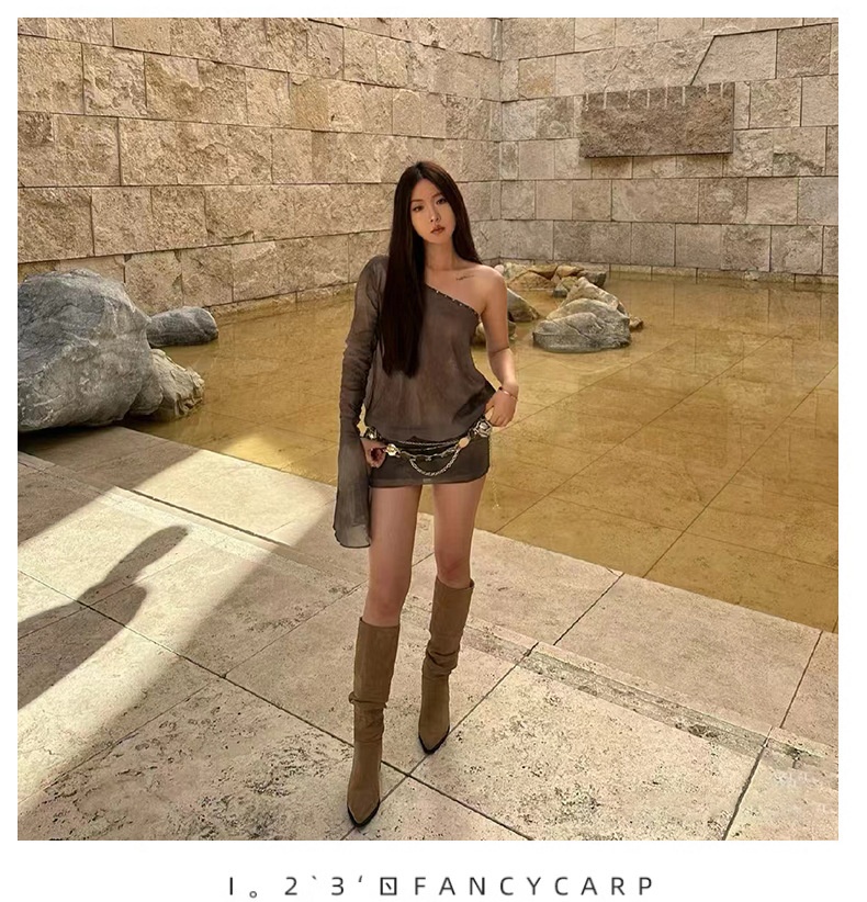 ShoeGlobe ShoeGlobe ShoeGlobe Zwiększenie wysokości wewnętrznej ~Kolor khaki Stacked Długie buty jeździeckie dla kobiet 2024 Nowość Jesień Zima Francuskie do połowy łydki_voghion.com