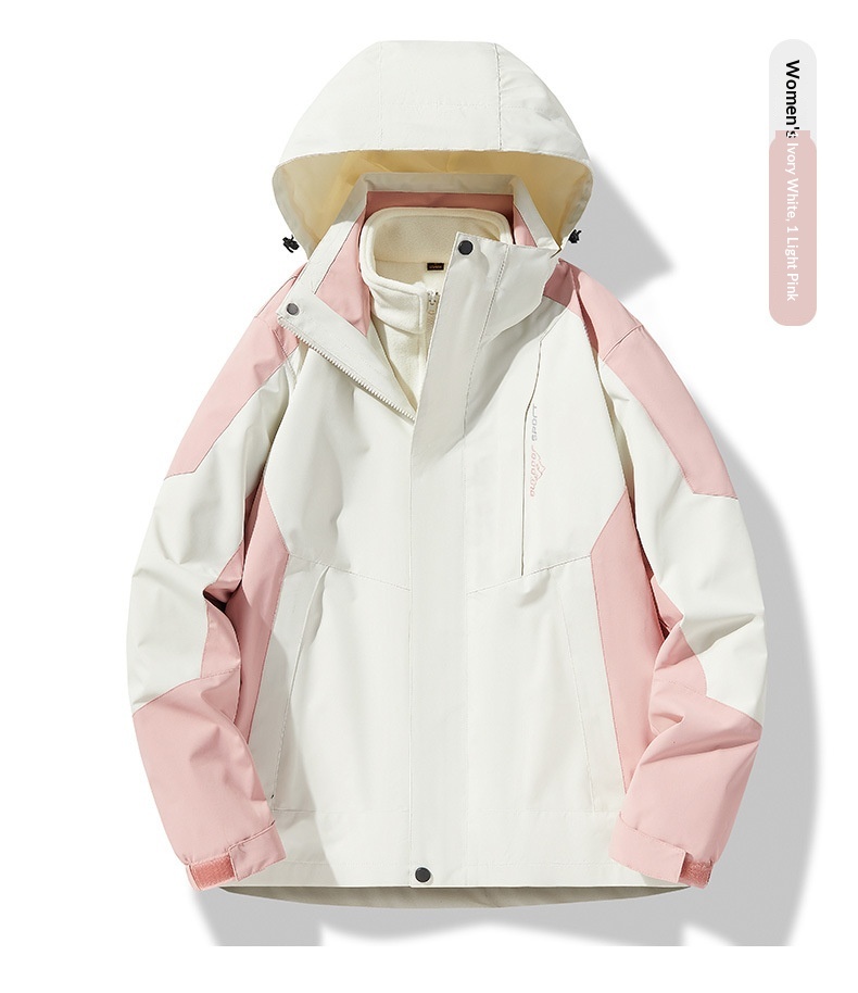 Unisex-Wanderjacke für Jungen, wind- und wasserdicht, 3-in-1, abnehmbare wasserabweisende Kapuze, Softshell-Funktion, ideal für Herbst und Winter_voghion.com