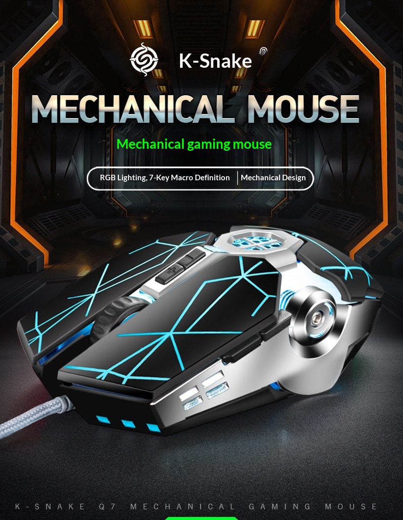 Souris de jeu filaire USB Digitex Viper Q7 pour ordinateur portable, e-sport, mécanique, lumineuse et sans bordures_voghion.com