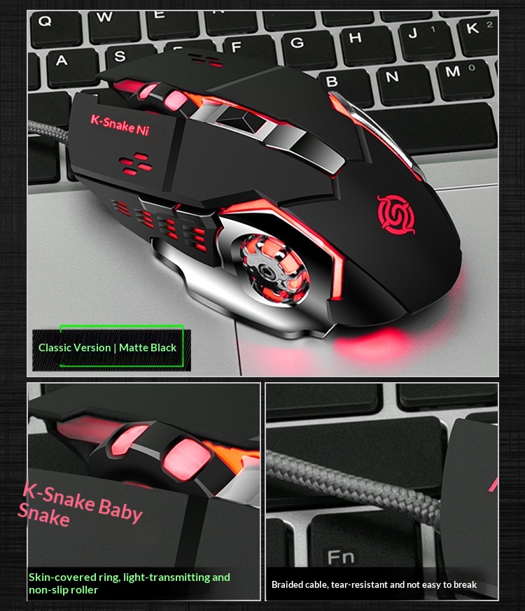 Souris de jeu filaire USB Digitex Viper Q7 pour ordinateur portable, e-sport, mécanique, lumineuse et sans bordures_voghion.com