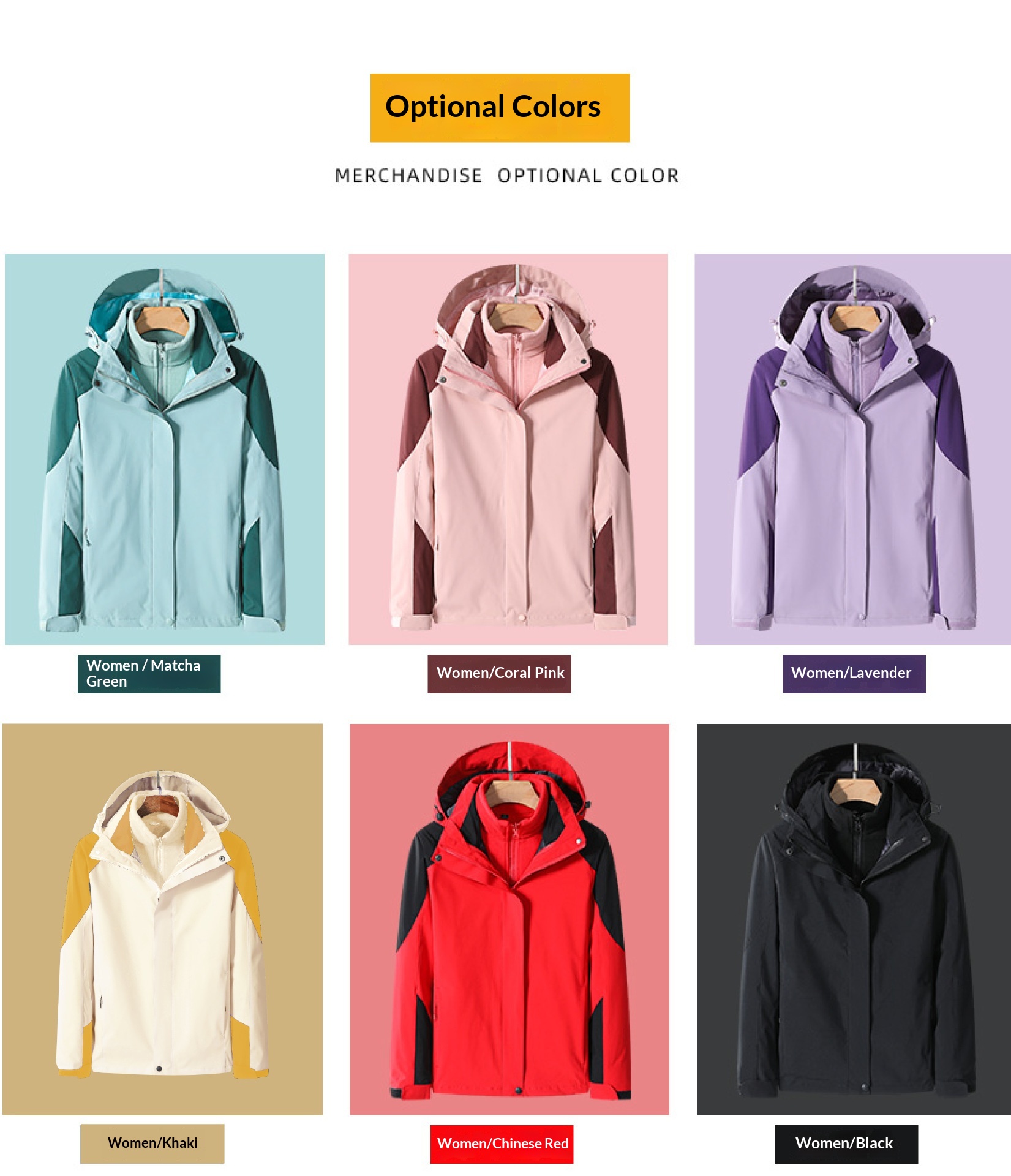 Giacca personalizzata 3 in 1 per uomo e donna, antivento, impermeabile, staccabile, per sci all'aperto, alpinismo, stampata,_voghion.com