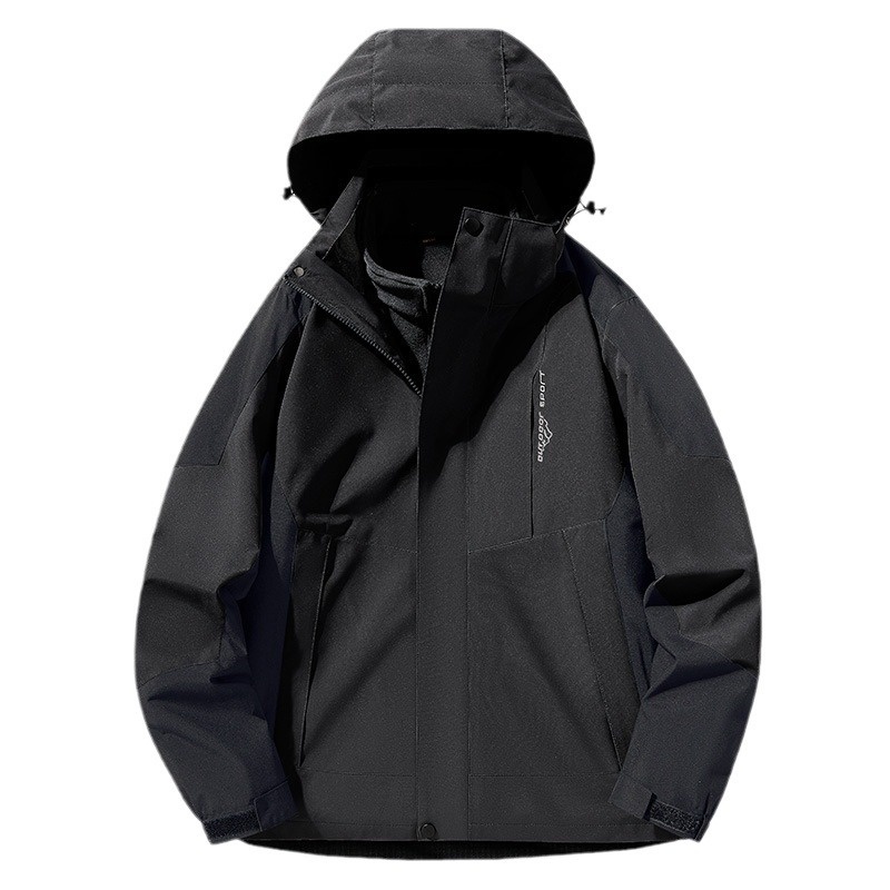 Unisex-Wanderjacke für Jungen, wind- und wasserdicht, 3-in-1, abnehmbare wasserabweisende Kapuze, Softshell-Funktion, ideal für Herbst und Winter_voghion.com