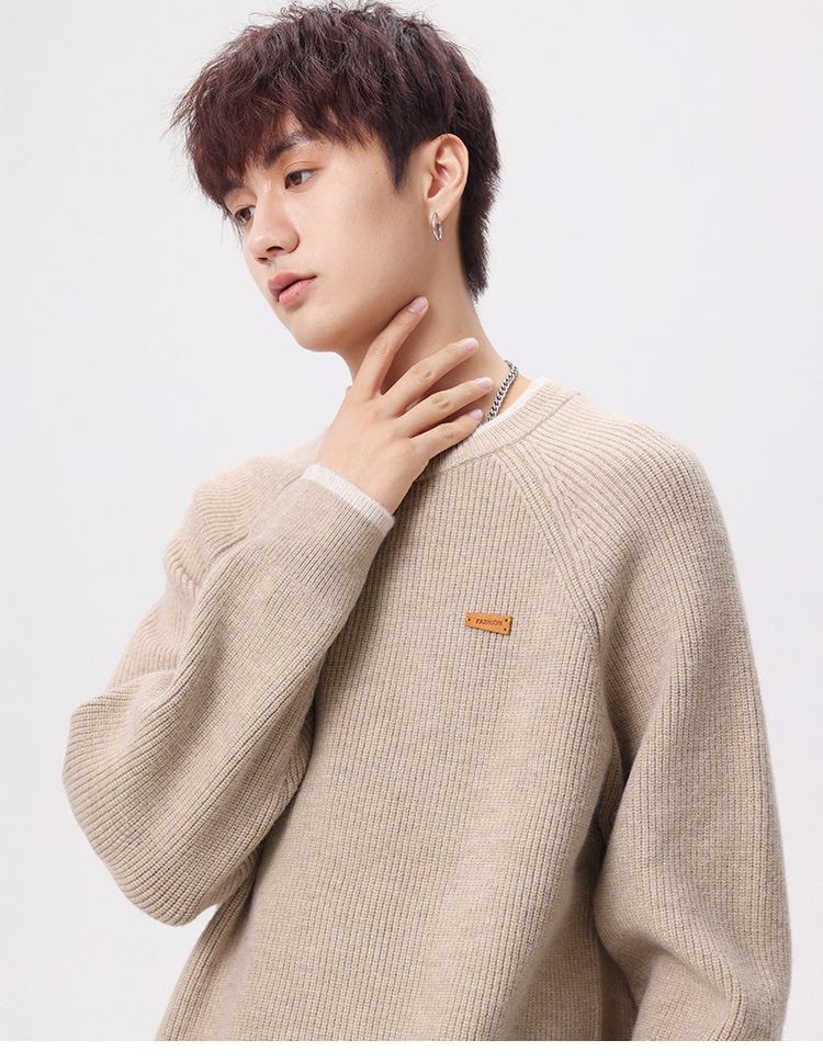 boy Boy Boy Boy Heavyweight Acrylic Yuanbao Needle Lazy Style Sweater Men's Loose Knitwear Thickened Coat_voghion.com