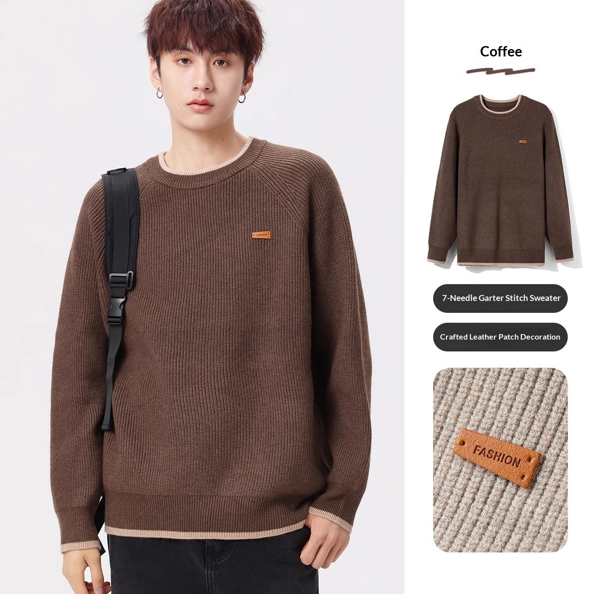 boy Boy Boy Boy Heavyweight Acrylic Yuanbao Needle Lazy Style Sweater Men's Loose Knitwear Thickened Coat_voghion.com