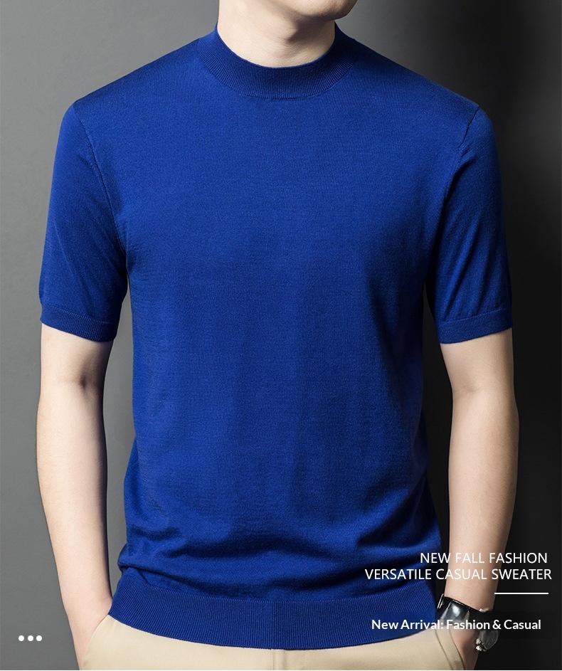 boy Boy Boy Boy 6 Wool Men's Sweater High-End Short Sleeve Casual Business Base Layer Inner Wear Premium Dad Knitwear Men_voghion.com