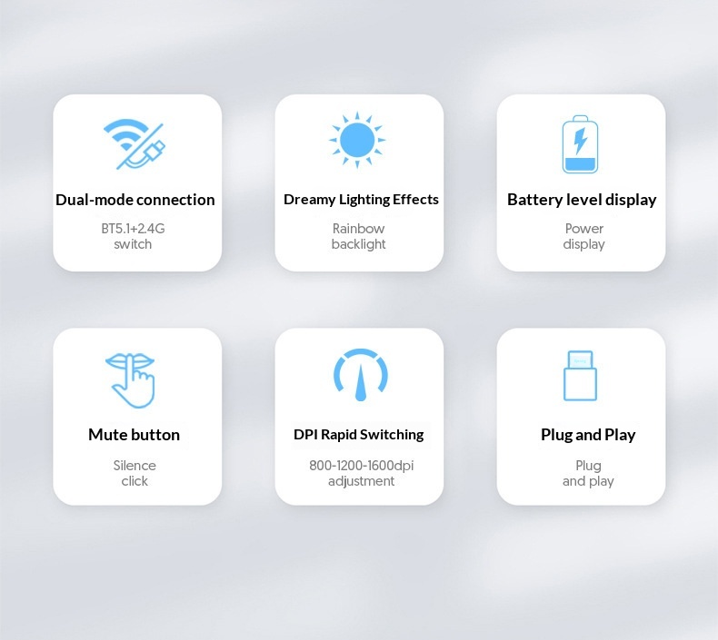 Digitex Digitex Mouse luminoso a tre modalità per ufficio domestico Bluetooth per laptop wireless ricaricabile transfrontaliero all'ingrosso_voghion.com