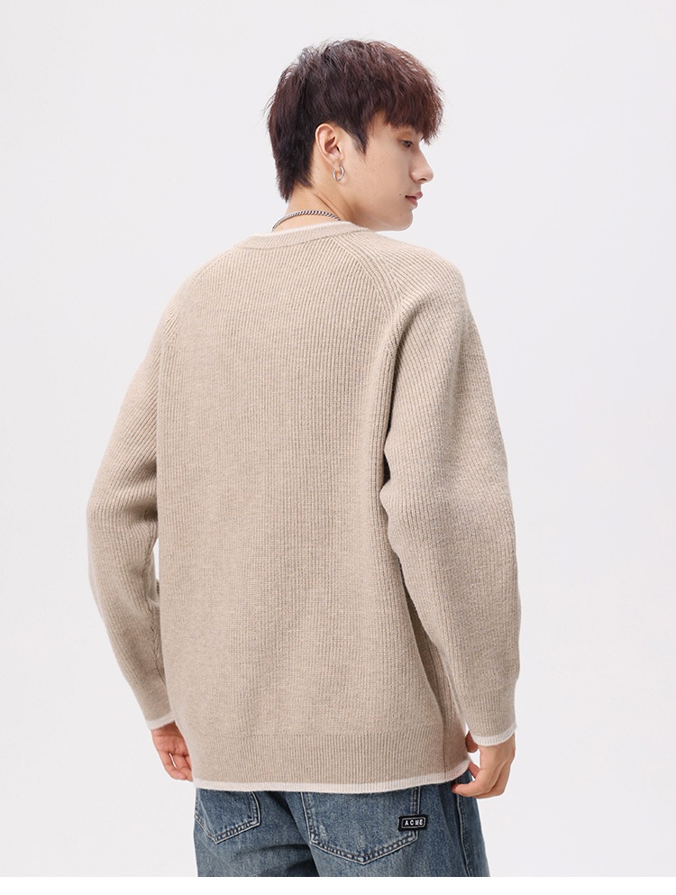 boy Boy Boy Boy Heavyweight Acrylic Yuanbao Needle Lazy Style Sweater Men's Loose Knitwear Thickened Coat_voghion.com