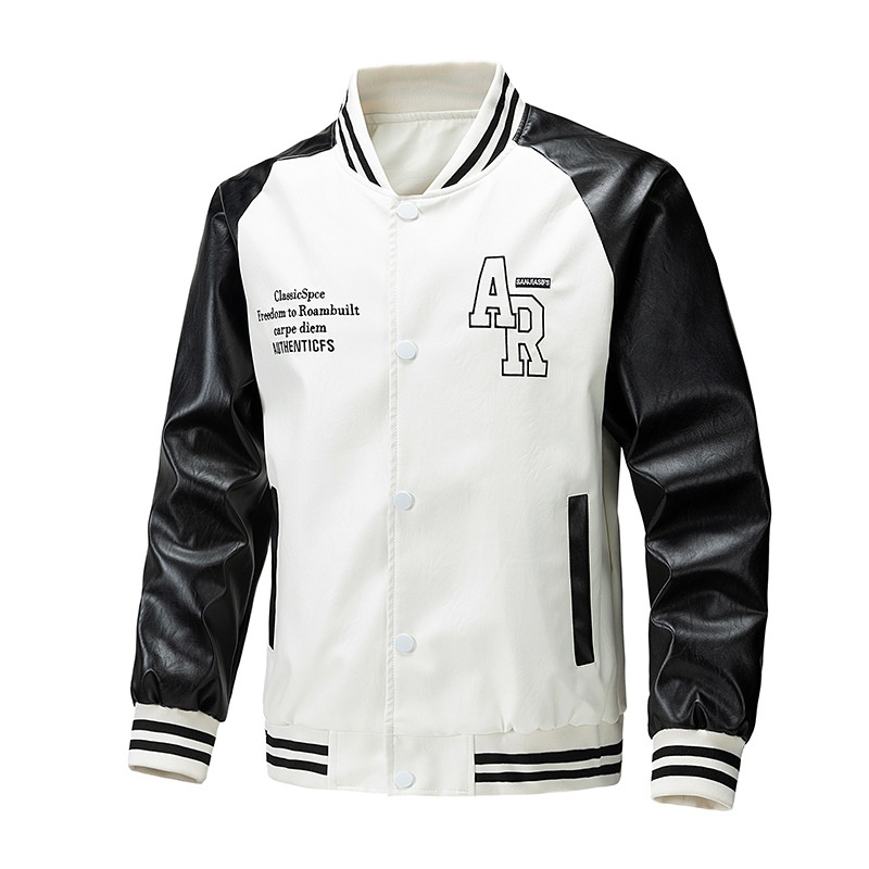 boy Cross-Border Men's Motorcycle 2024 Autumn Winter New European And American Trendy Casual Label Short PU Leather Jacket_voghion.com