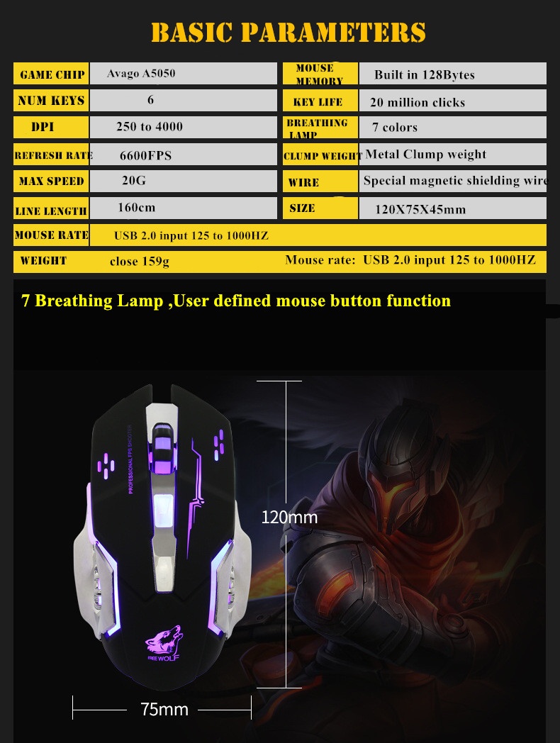 Digitex Digitex Liberty Wolf V5 Kablolu Masaüstü Mekanik Oyun E-spor Faresi_voghion.com