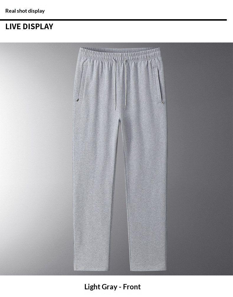 Pantaloni sportivi lunghi e dritti in maglia, casual, da uomo, taglie forti, in puro cotone, vestibilità ampia, primavera-autunno_voghion.com