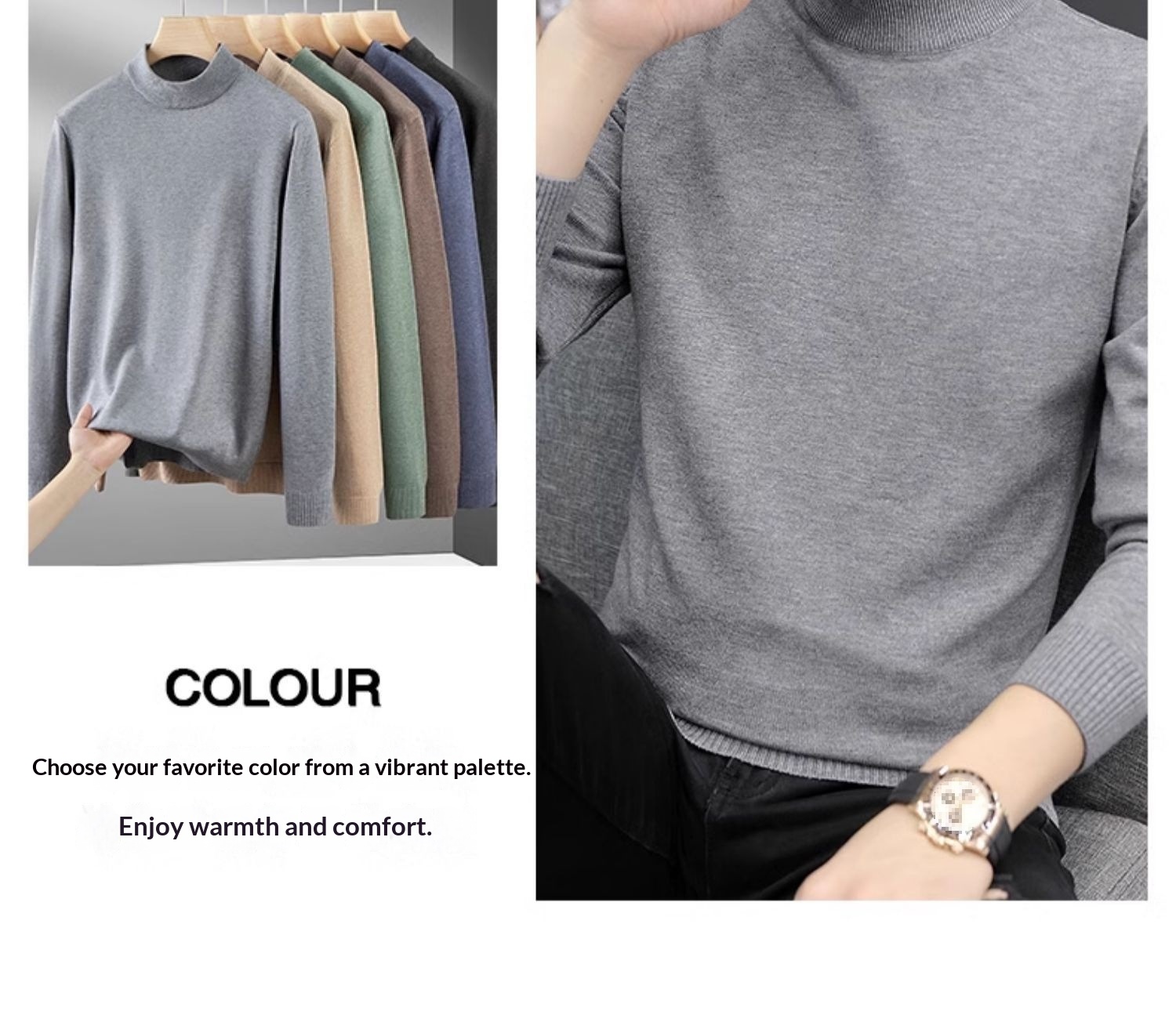 boy Boy Boy Boy Half Turtleneck Sweater For Men, Autumn And Winter, Regular Thickened Base Shirt, Warm Knitted Wool Sweater, 2024 New_voghion.com