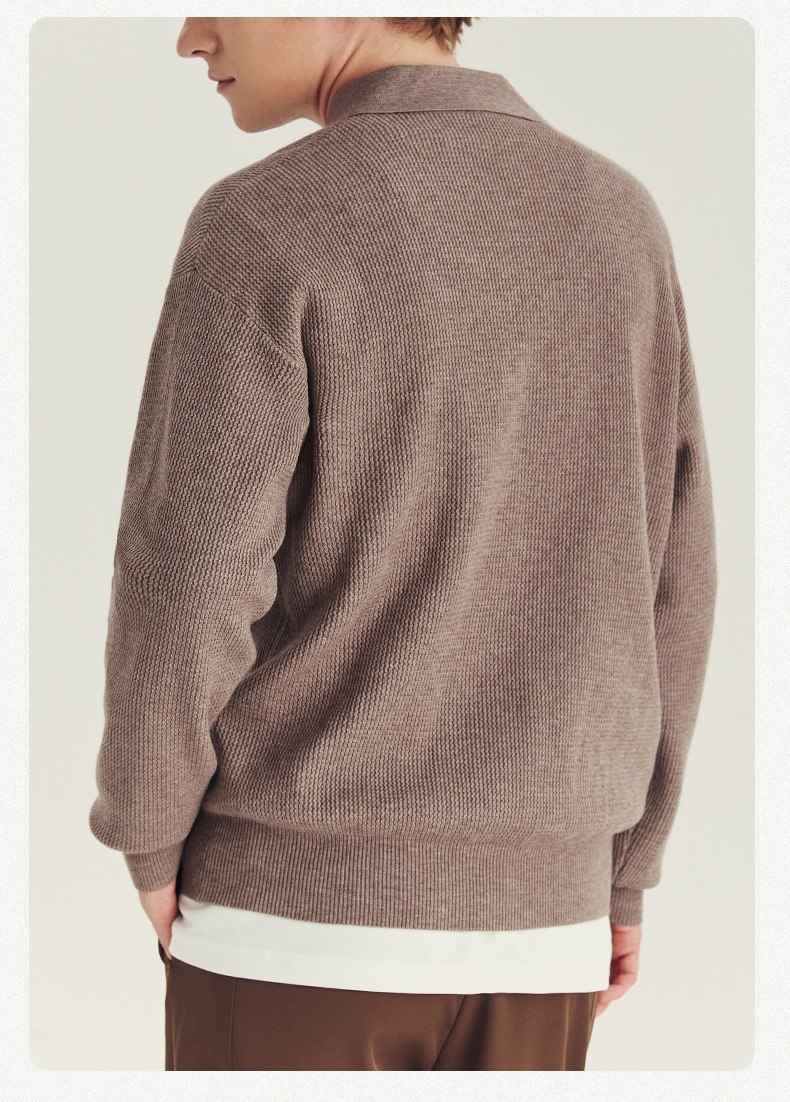 boy Boy Boy Boy APO Men's Clothing|Men's Sweater Trendy Brand Autumn High-end Loose Pullover Turn-down Collar Polo Knitwear Long Sleeve_voghion.com