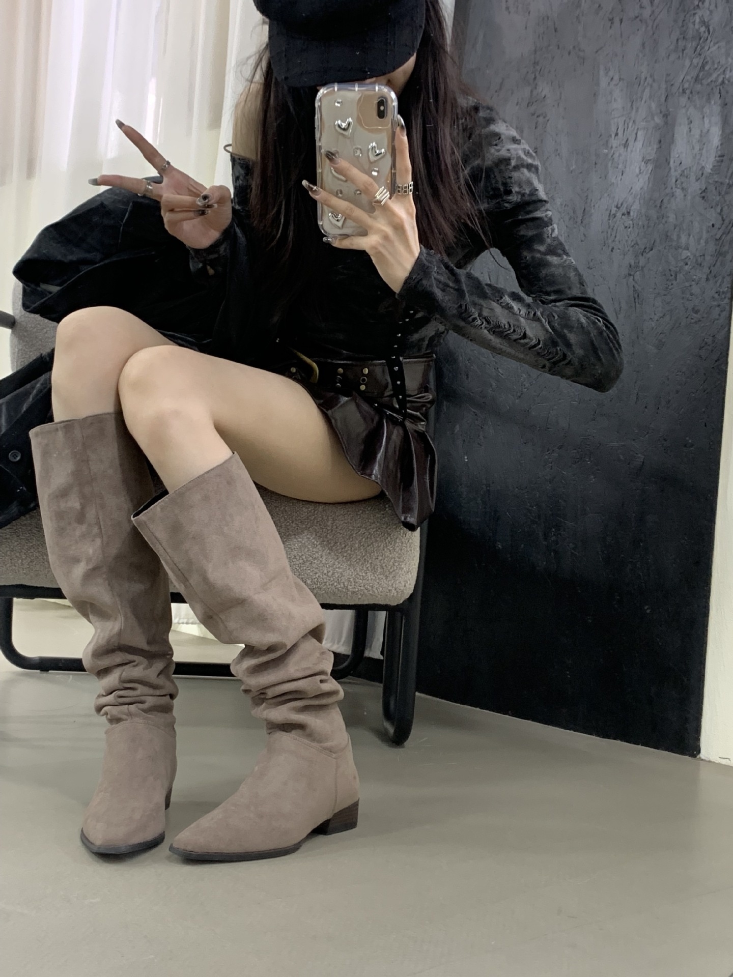 ShoeGlobe ShoeGlobe Tube For Women New Wide Thick Leg Long European And American Style Flat Bottom Slouch Straight Suede High Boots_voghion.com