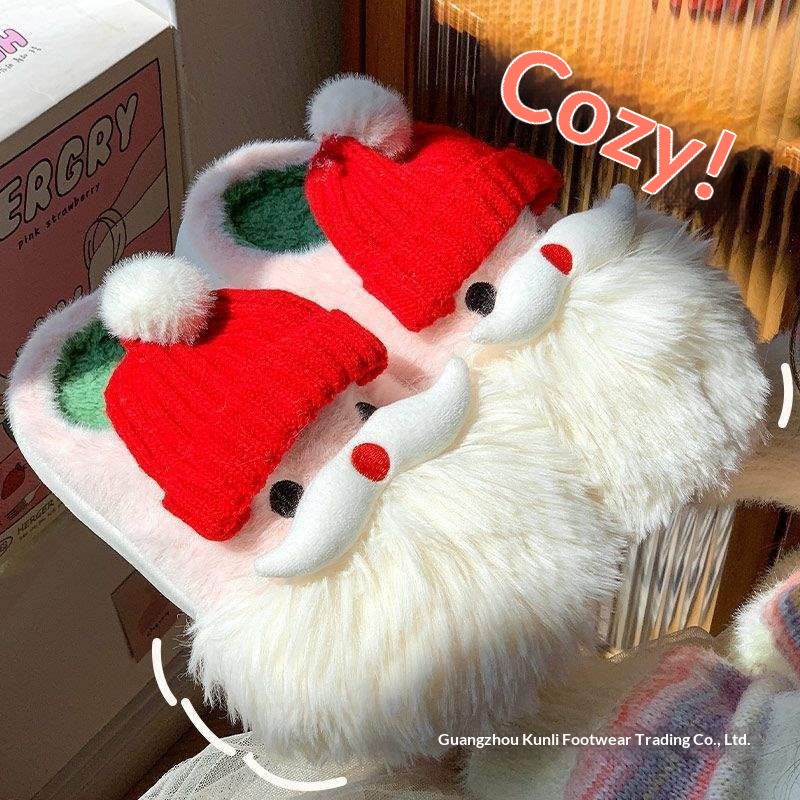 Zees Cute Christmas Cotton Slippers 2025 Couple Style New Super Soft Cushioning Autumn Four Seasons Indoor Warmth_voghion.com
