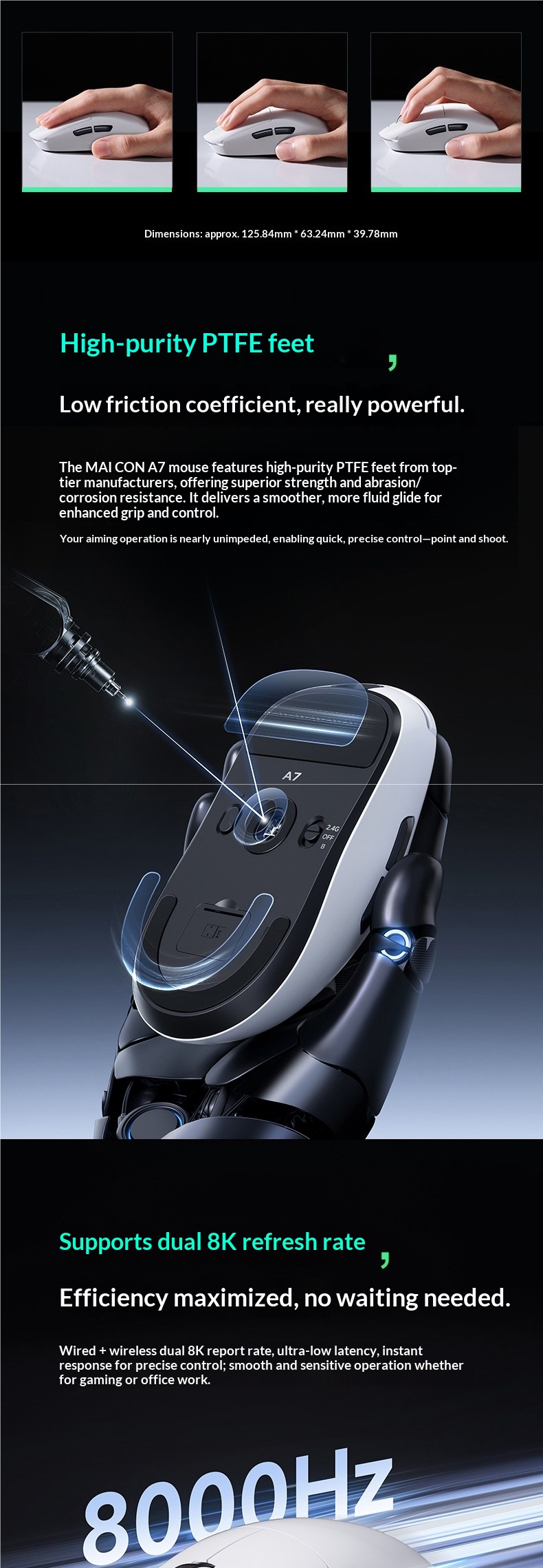 Digitex Digitex 2025 Nuovo mouse da gioco wireless MaiCong aggiornato con tre modalità e-sport, batteria a lunga durata, design leggero_voghion.com
