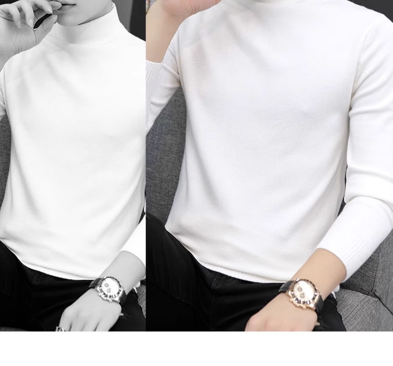 boy Boy Boy Boy Half Turtleneck Sweater For Men, Autumn And Winter, Regular Thickened Base Shirt, Warm Knitted Wool Sweater, 2024 New_voghion.com