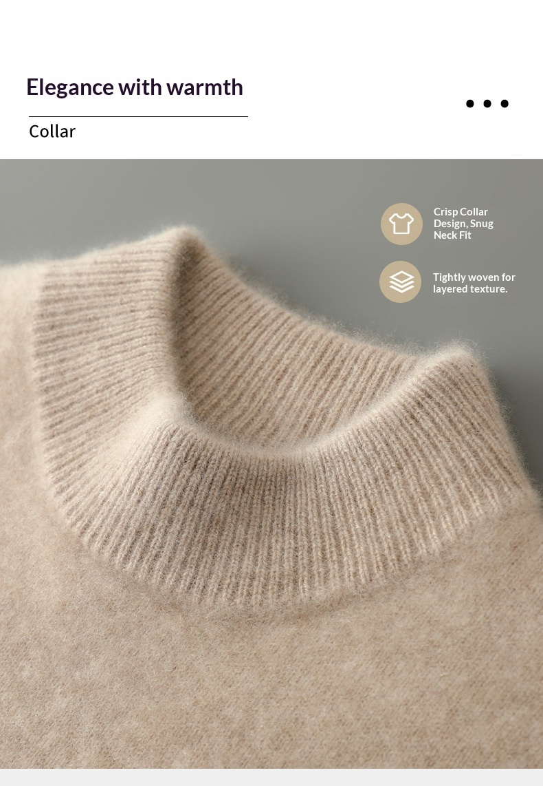 boy Boy Boy Boy Men's Half Turtleneck 100% Wool Thickened Autumn Winter New Business Casual Loose Long Sleeve Knitted Sweater_voghion.com