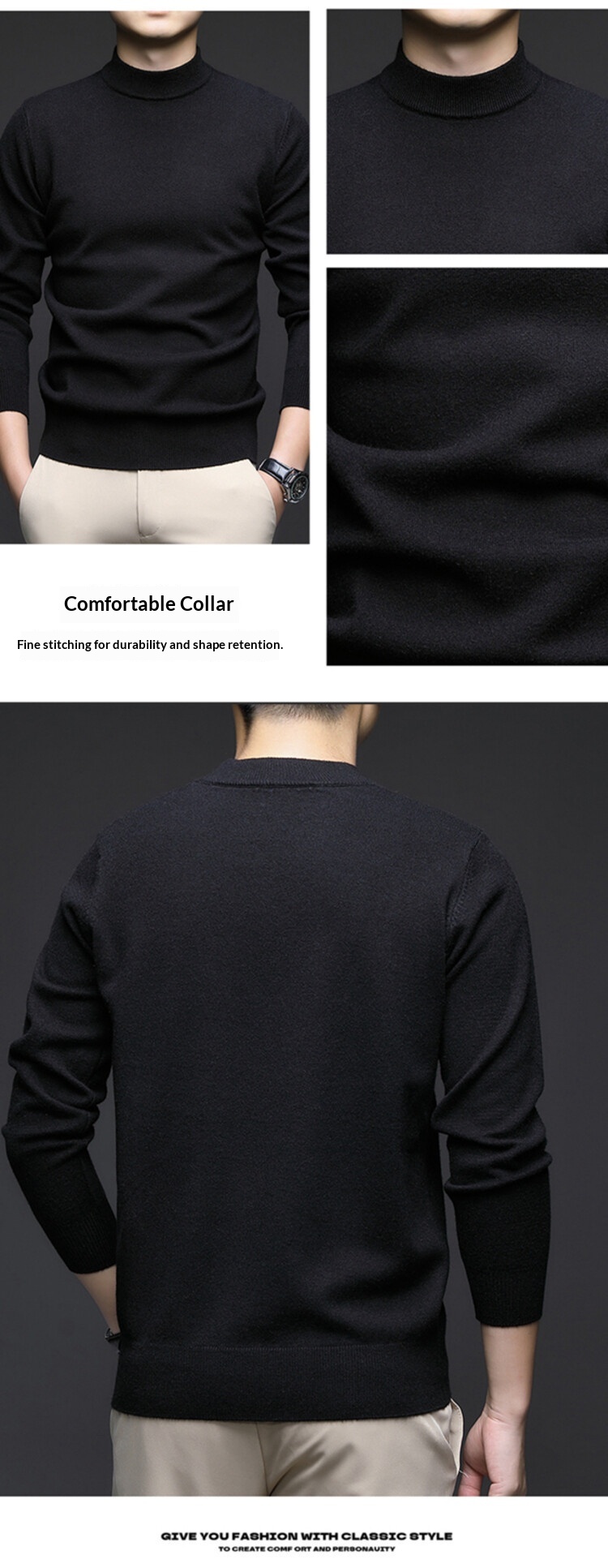 boy Boy Boy Boy 2025 Autumn Winter New Wool Sweater For Men, Half Turtleneck, Thickened, Wm, Machine Washable, Base Layer Men's_voghion.com