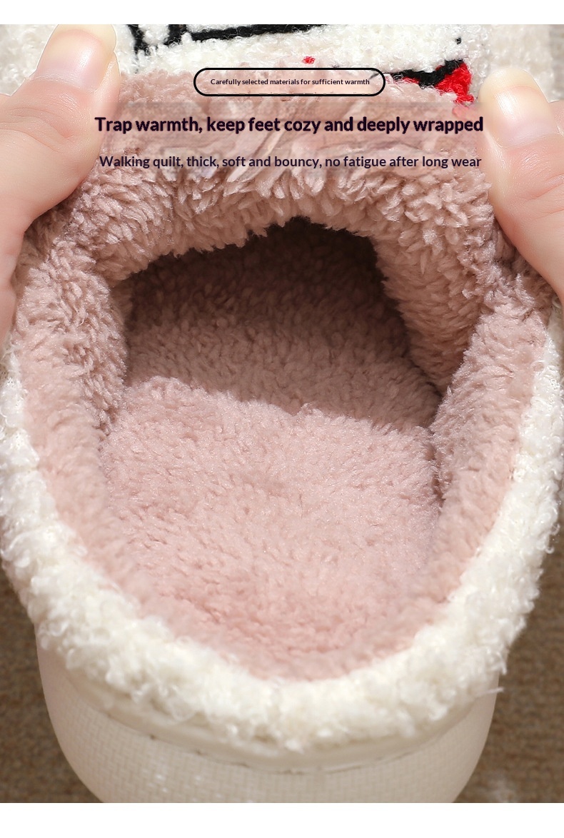 Zees Neue Rentier-Lebkuchenmann-Weihnachts-Winter-Hausschuhe für drinnen, warm, mit Smiley-Gesicht, aus Baumwolle für Damen_voghion.com