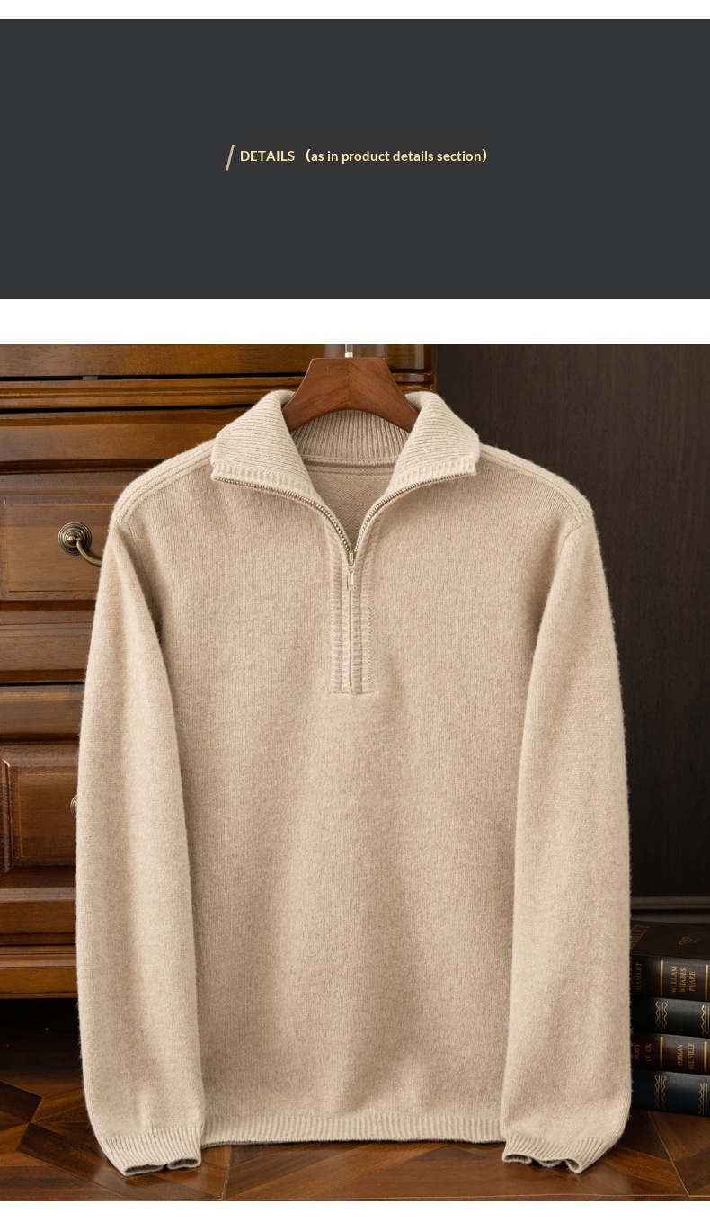 ragazzo Ragazzo Ragazzo Ragazzo Autunno Inverno Mezza Cerniera Collo Ribaltabile Maglione da Uomo Nuovo Pura Lana Ispessito Caldo Largo Casual Versatile Base Lavorata a Maglia_voghion.com