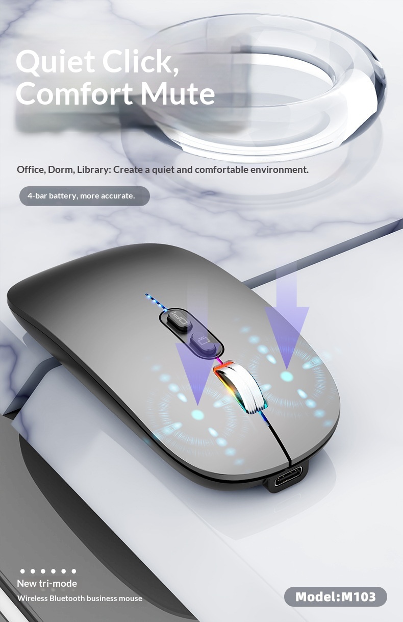 Digitex Digitex 2.4G Bluetooth Silent Portable Battery Display Desktop Laptop Universal Three-Mode Wireless Mouse_voghion.com