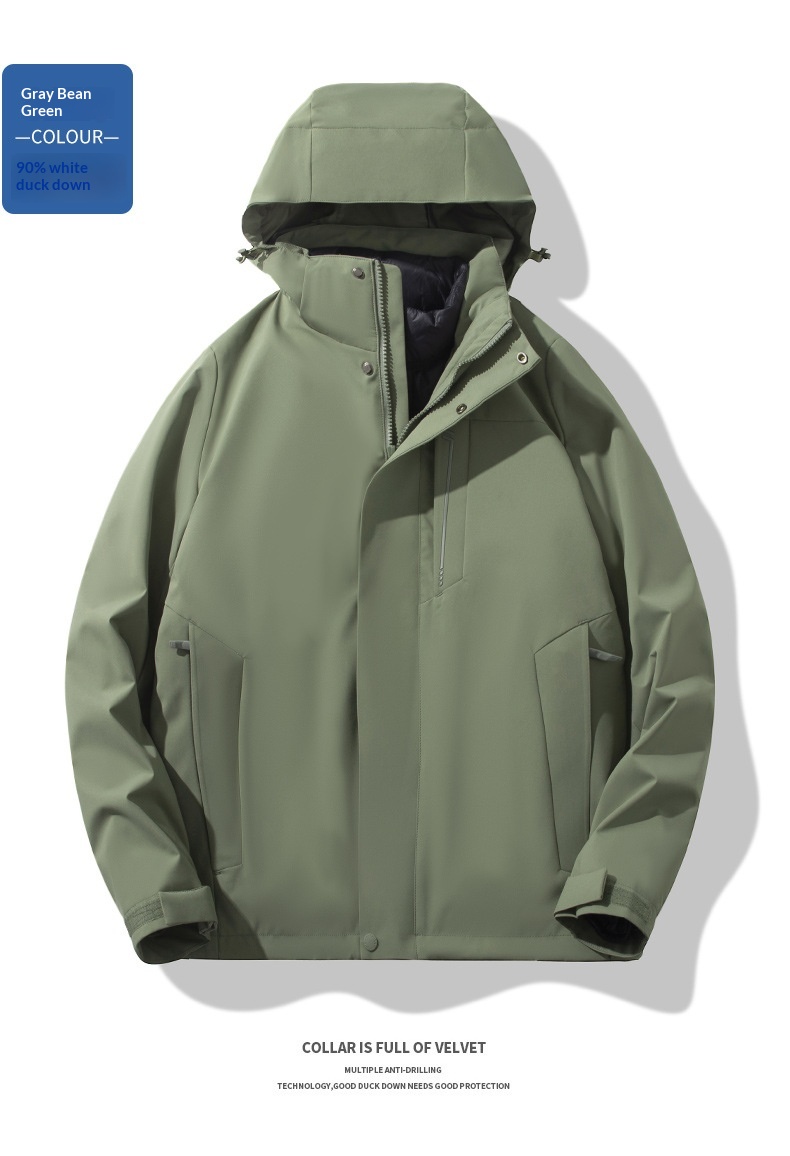 boy Herren- und Damen-3-in-1-Daunenjacke mit abnehmbarem Futter, dicker Fütterung, wasserdicht und winddicht, ideal für Herbst und Winter, zum Wandern und für Outdoor-Aktivitäten._voghion.com