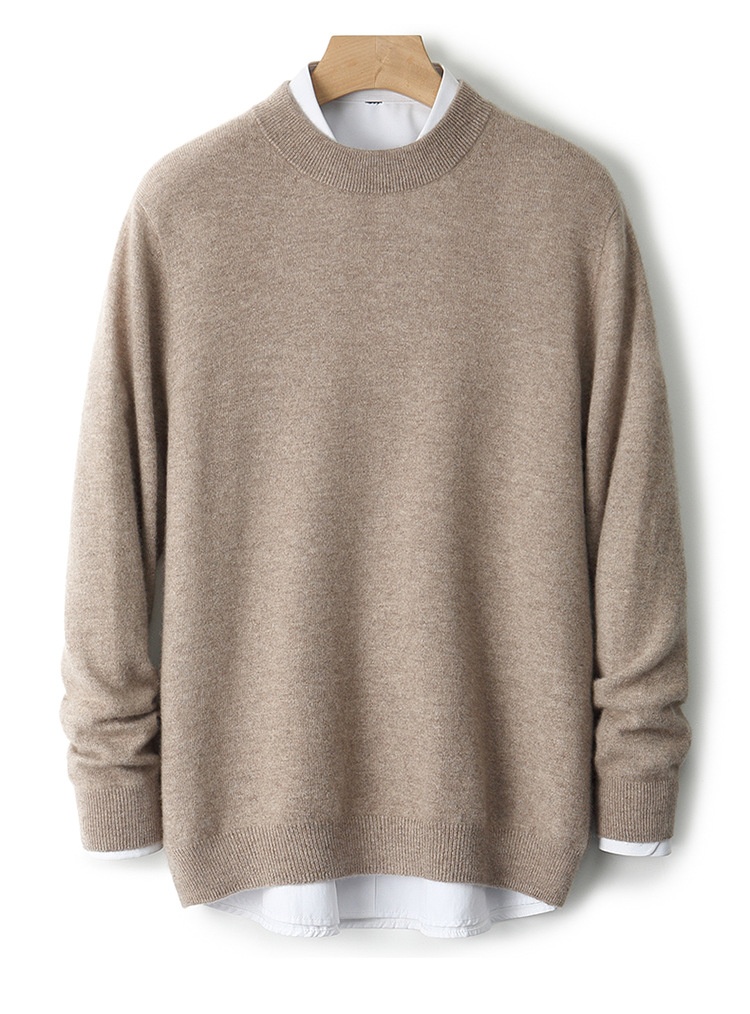 Herren-Strickpullover mit halbem Rollkragen, Herbst/Winter, aus reiner Wolle, einfarbig, dickwandig, stilvoll, Business-Look_voghion.com