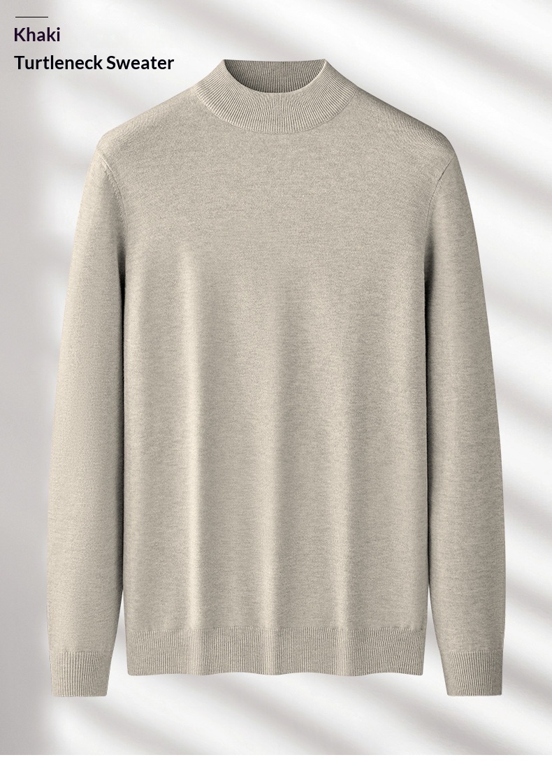 boy Boy Boy Boy Men's Wool Modal Half Turtleneck Sweater With Fleece Lining, Thickened And Warm, Simple Knitted Base Shirt_voghion.com