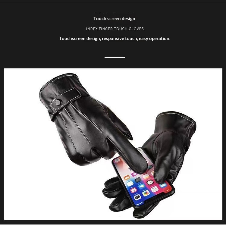 Guanti invernali da equitazione in pelle da uomo Boy Boy, caldi, foderati in pile, spessi, antivento, antifreddo, impermeabili, touchscreen_voghion.com