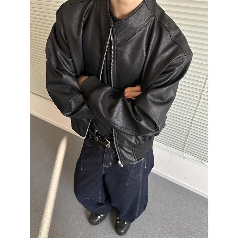 Giacca in pelle PU retrò da uomo, nuovo marchio alla moda primavera autunno, stile di strada europeo e americano, elegante motocicletta_voghion.com