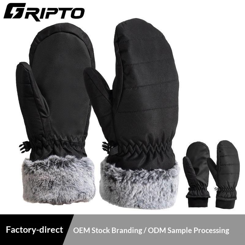 boy Boy Boy Single Board Outdoor Ski For Women Winter Fleece Lined Thickened Waterproof Warm Five-Finger Touchscreen Gloves_voghion.com