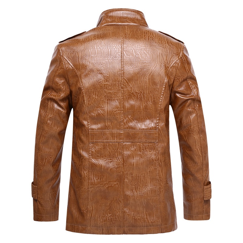 Chaqueta de cuero sintético con forro de piel de oveja cruzada para hombre, talla grande, invierno 2022_voghion.com
