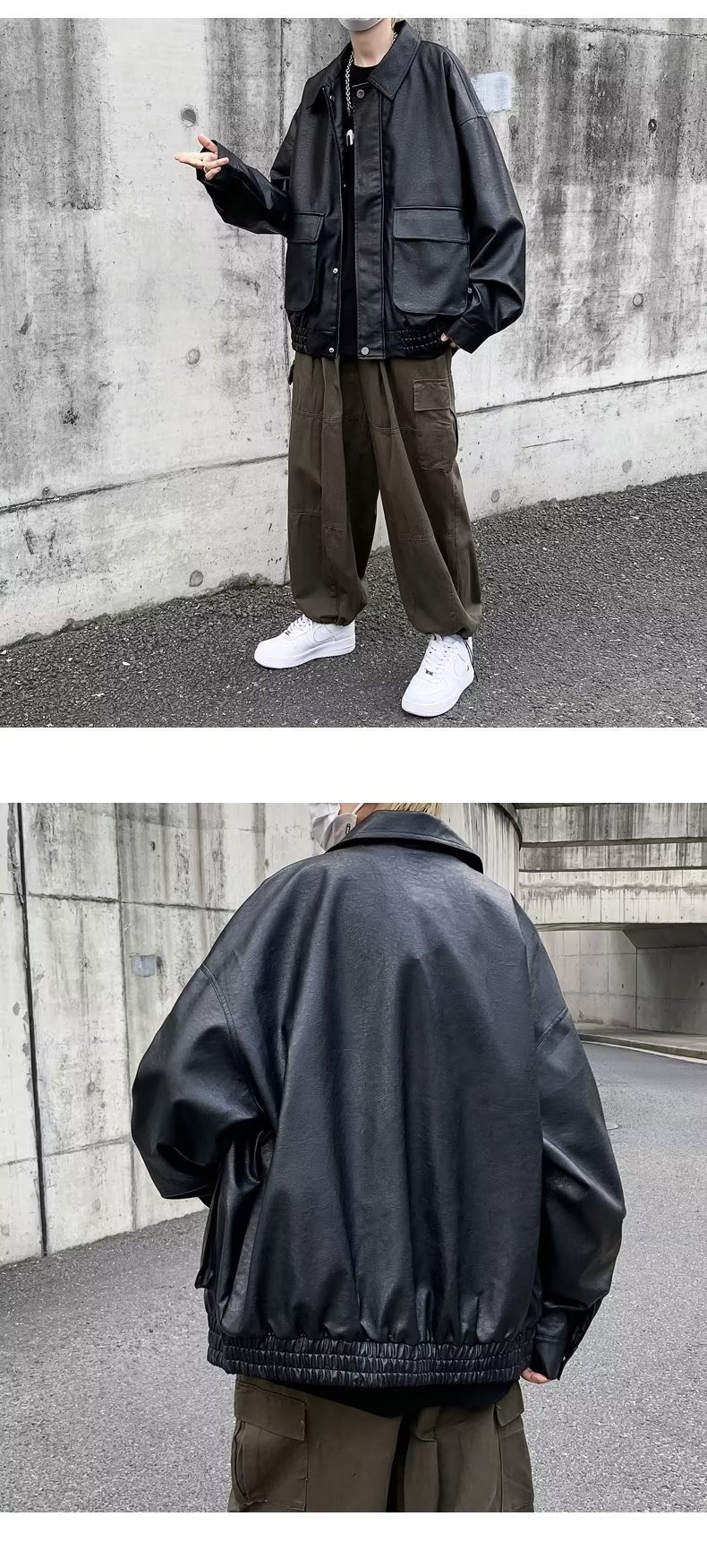 Giacca da motociclista in PU stile street europeo americano da uomo, tendenza autunnale, giacca da motociclista bella e accattivante, giacca in pelle dalla vestibilità ampia_voghion.com