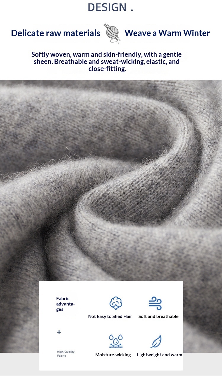 Herren-Strickpullover mit halbem Rollkragen, Herbst/Winter, aus reiner Wolle, einfarbig, dickwandig, stilvoll, Business-Look_voghion.com