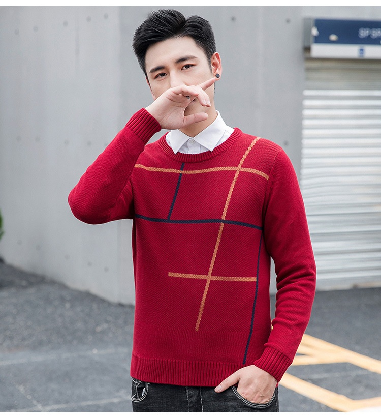 boy Boy Boy Boy Winter New Round Neck For Men Korean Style Color Block Pullover Fashion Trendy Long Sleeve Warm Men's Knitted Sweater_voghion.com