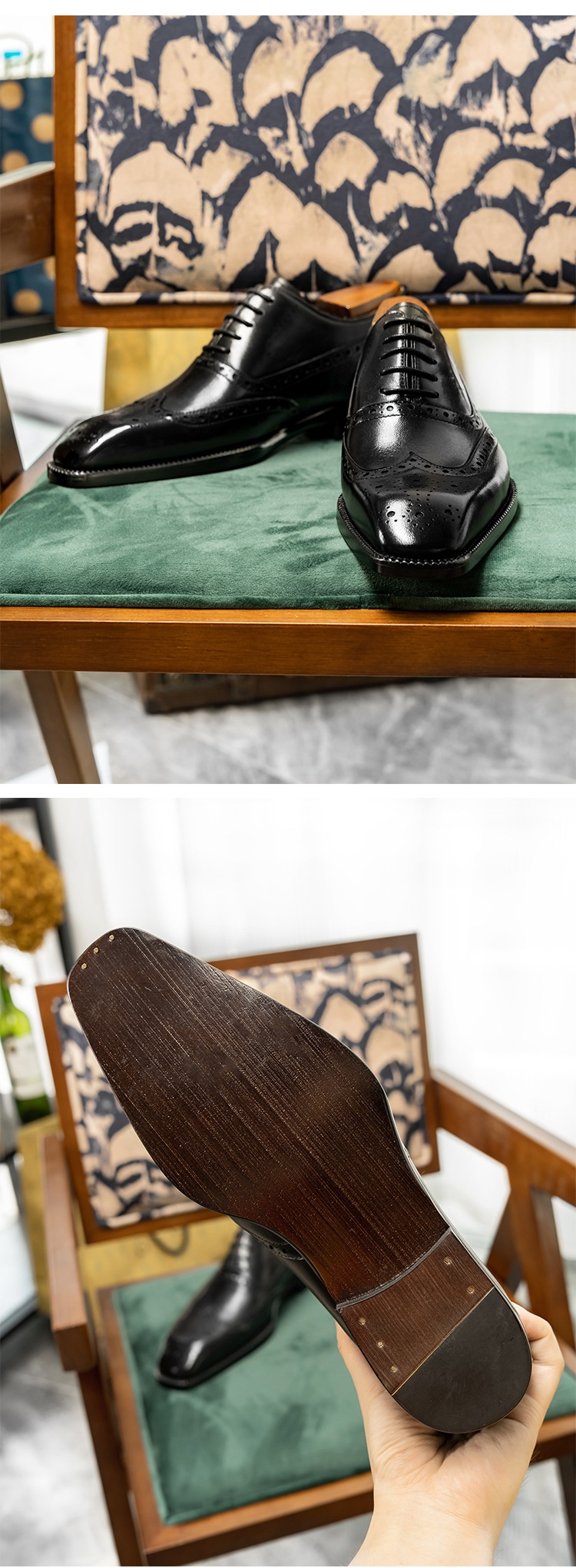 Zapatos Oxford estilo brogue para hombre, de piel de vacuno de alta gama, estilo británico, con punta cuadrada, forrados y estilo formal de negocios._voghion.com
