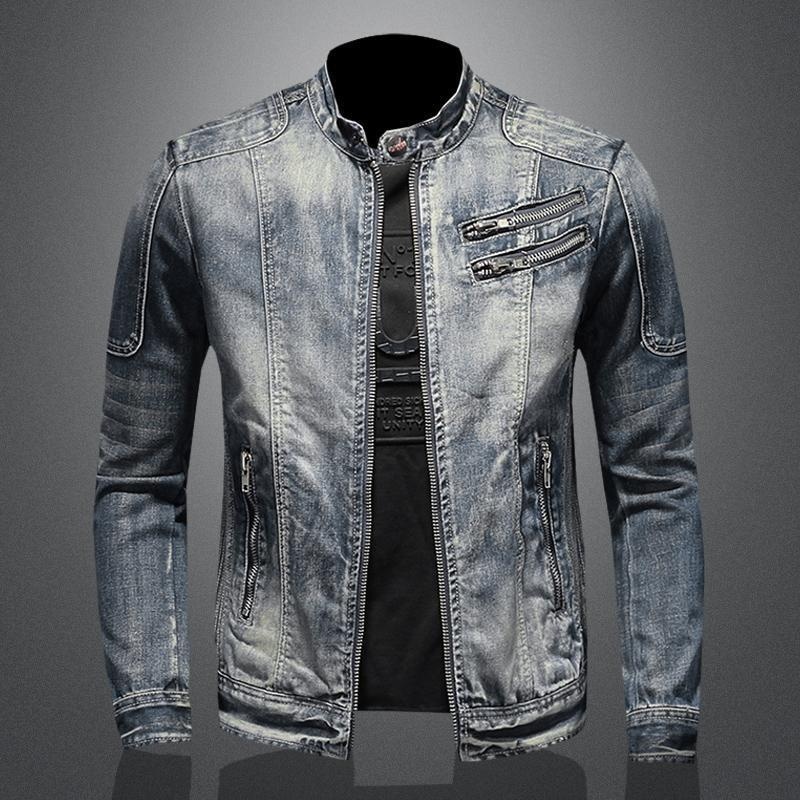 boy 2025 Hochwertige Herren-Denimjacke im europäischen und amerikanischen Stil, lässiger Retro-Look, große Größen, Stehkragen, Reißverschluss, Fahrrad- und Motorradjacke_voghion.com