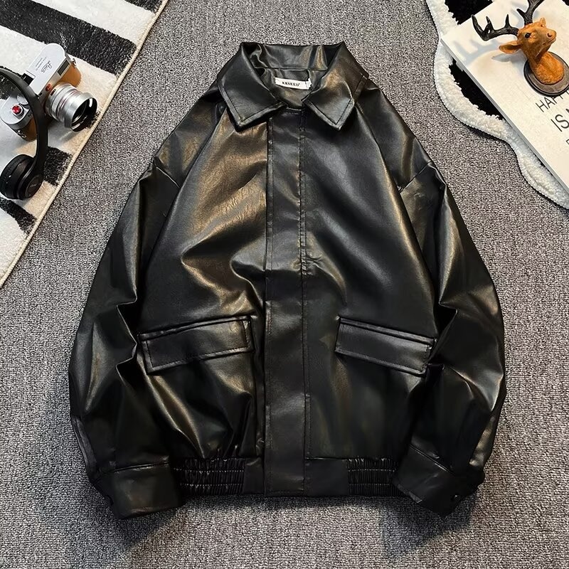 Giacca da aviatore in pelle PU da uomo alla moda di strada europea e americana, ampia e alla moda, disponibile in magazzino_voghion.com