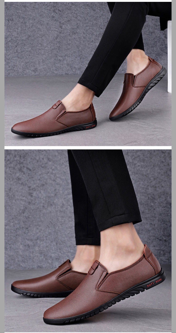 Voyage Voyage Autumn PU Leather Shoes Soft Sole Slip-On Loafers Men's Breathable Comfortable_voghion.com