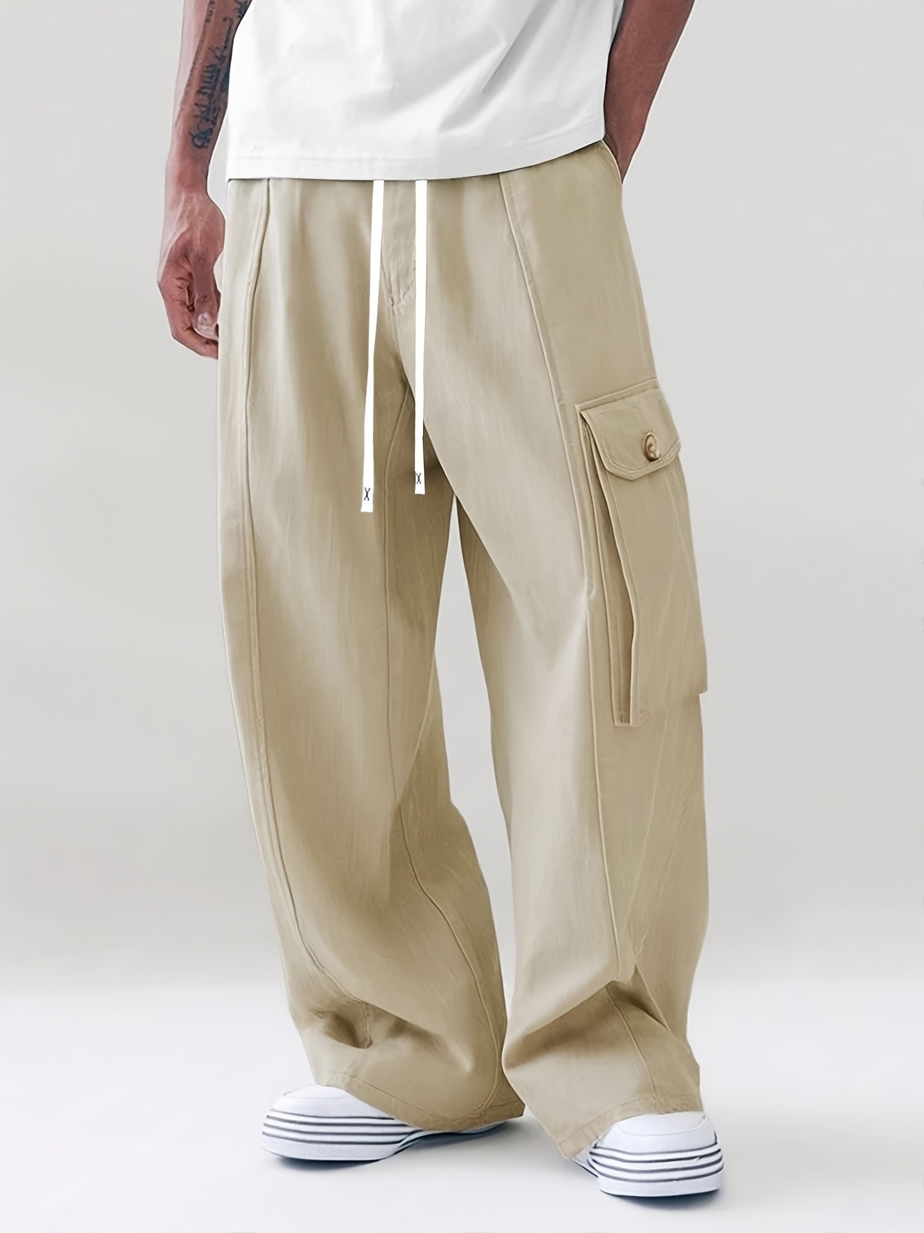 Pantaloni casual europei e cargo da uomo, pantaloni casual retrò americani 2025, pantaloni dritti a gamba larga in stile giapponese primaverile di marca alla moda_voghion.com