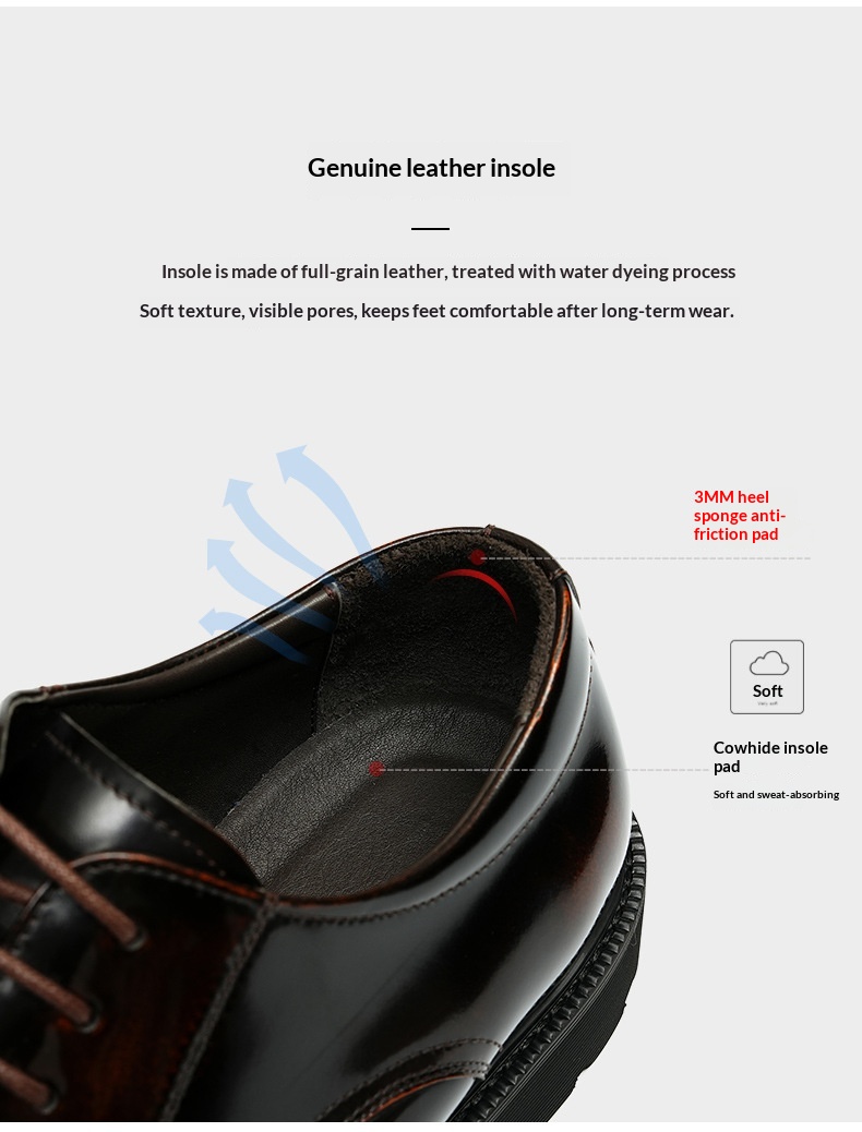 Scarpe derby formali da uomo Voyage in pelle a tre giunture, primo strato di fodera in pelle bovina, punta tonda, suola spessa, lucide_voghion.com