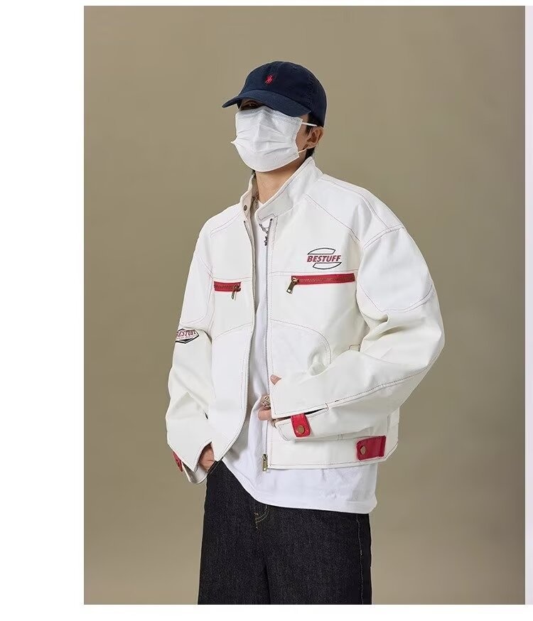 Giacca in pelle da uomo di alta qualità, stile hip hop, stile motociclista, stile corto PU, alla moda, marchio europeo e americano_voghion.com