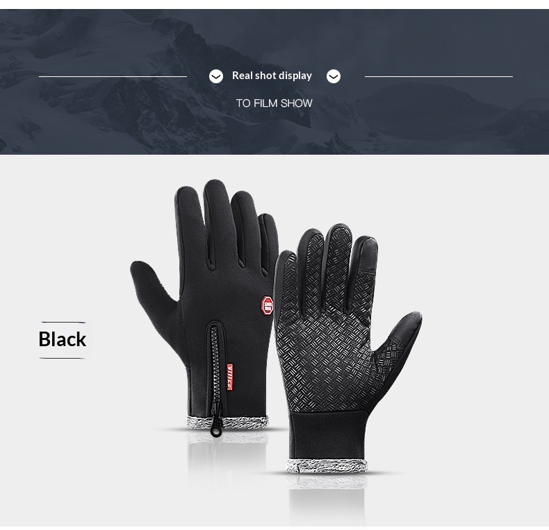 Jungen Outdoor Winddichte Winter Fleecegefütterte Dicke Warme Unisex Sport Fahrradfahren Ski Touchscreen Rutschfest Handschuhe_voghion.com