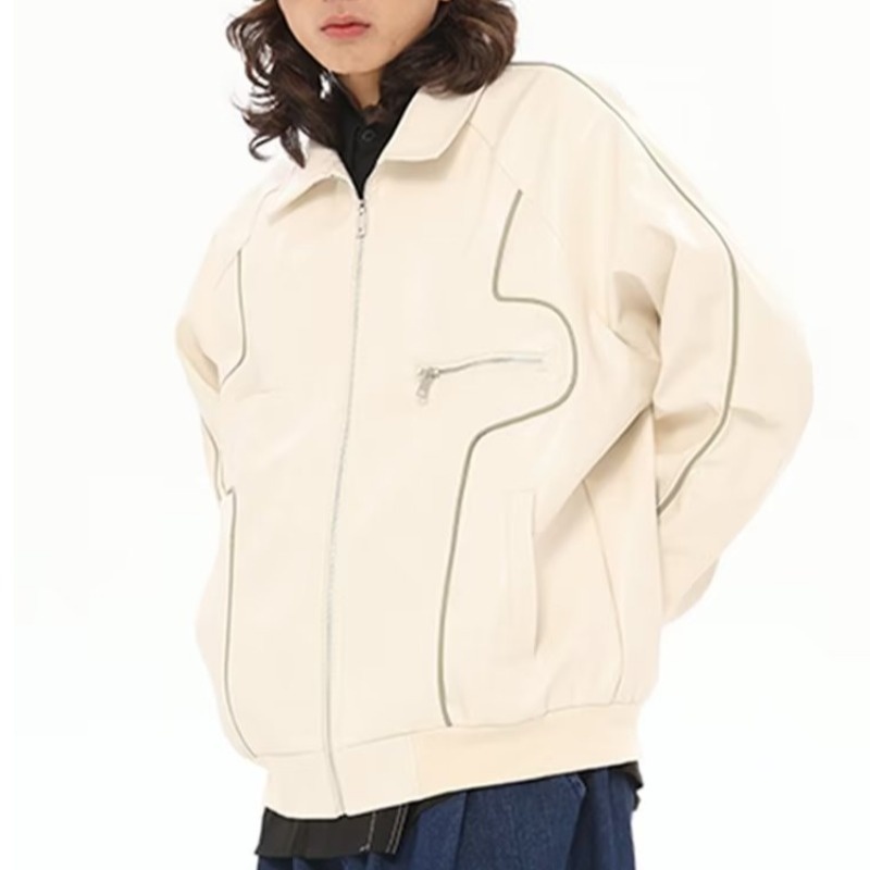 Giacca in pelle antivento larga da uomo, stile motociclista retrò europeo americano High Street, marchio alla moda Ins_voghion.com