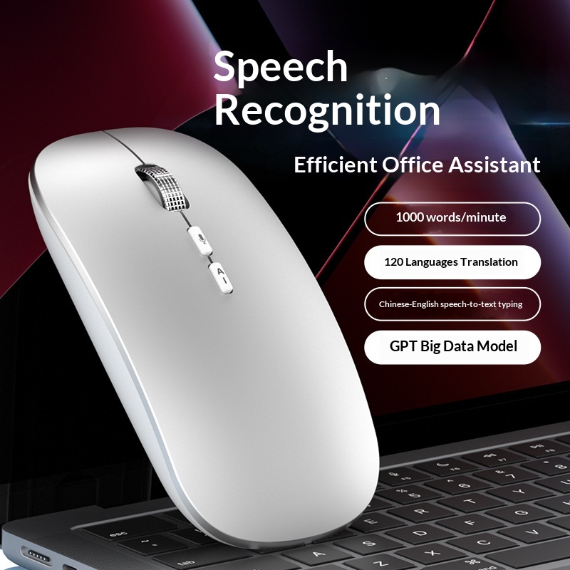 Souris sans fil Bluetooth Digitex, rechargeable, silencieuse et sans bruit, pour ordinateur portable, tablette, bureau à domicile, saisie vocale._voghion.com