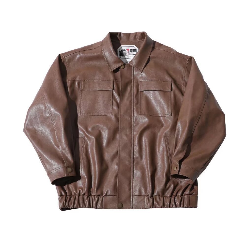 Giacca da motociclista in pelle PU da pilota, stile retrò europeo e americano, da uomo, stile Ins_voghion.com