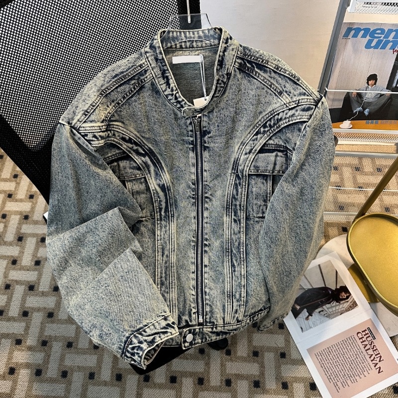 Giacca da motociclista Cleanfit in stile street europeo americano di marca per ragazzo, retrò, resistente, patchwork, primavera e autunno, cappotto in denim_voghion.com